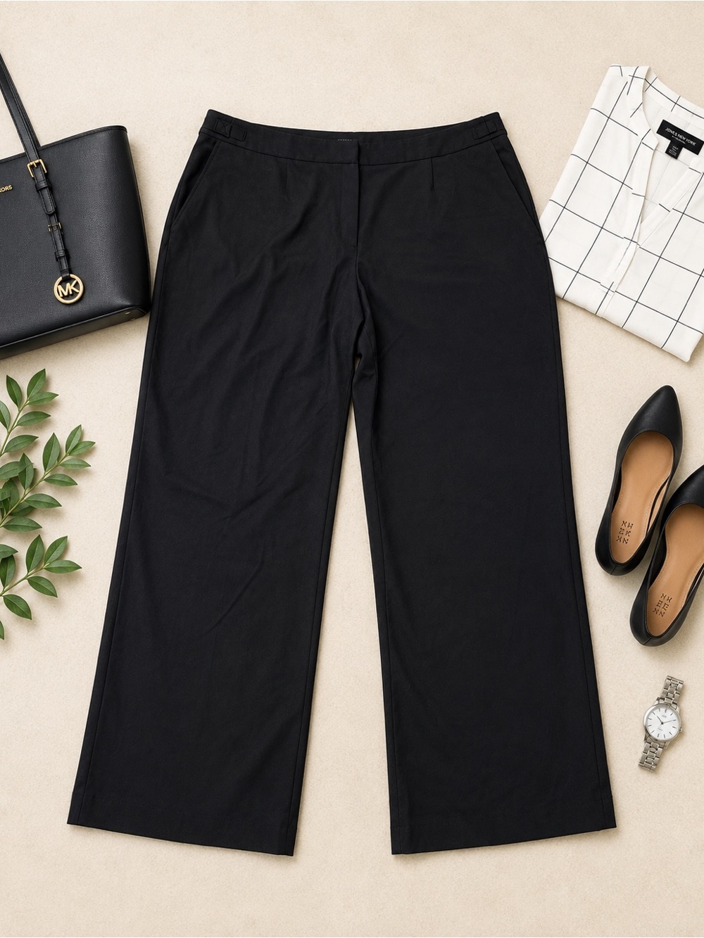 Jones New York Collection Woman Black Stretch Career Pants 22W Plus Size
